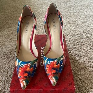 Guess Carrie Pink Multi Fabric pumps.
